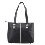 100% Genuine Leather Crocodile Embossed Tote Bag - Navy