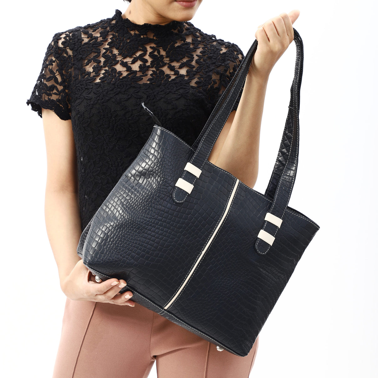 Crocodile Pattern Embossed Tote Bag 7562156 2