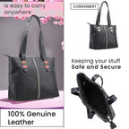 100% Genuine Leather Crocodile Embossed Tote Bag - Navy