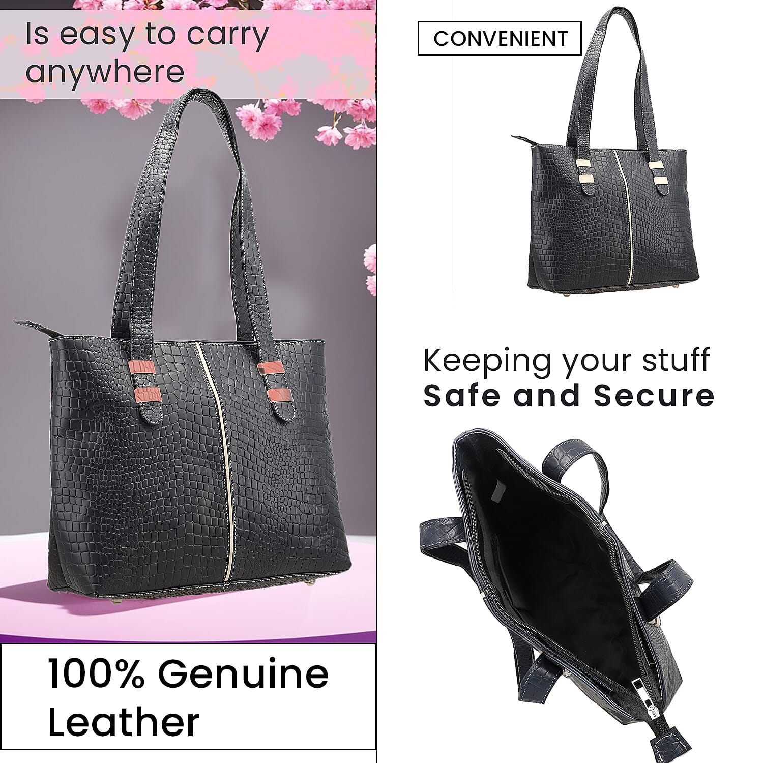 Crocodile Pattern Embossed Tote Bag 7562156 4