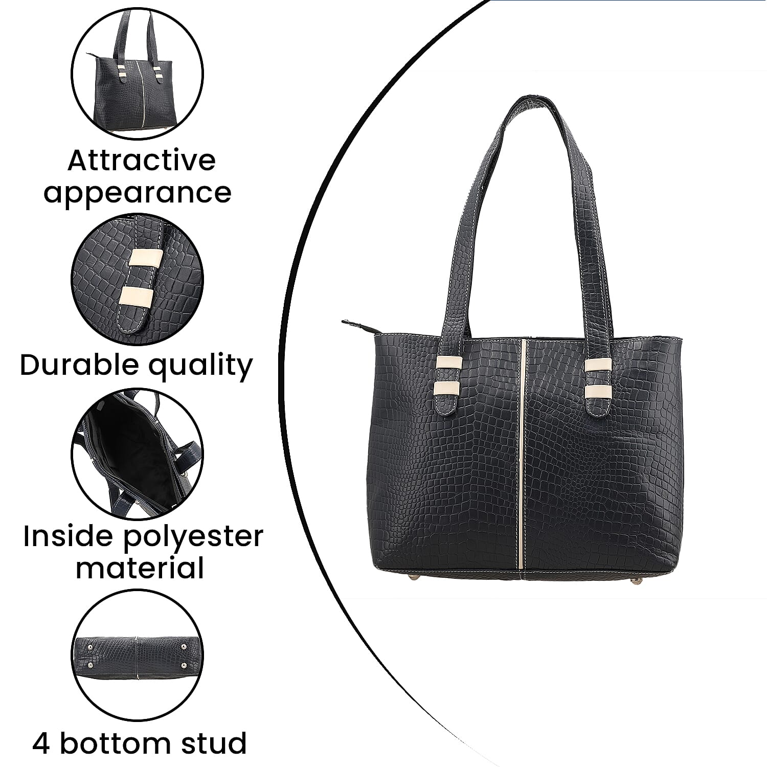 Crocodile Pattern Embossed Tote Bag 7562156 5