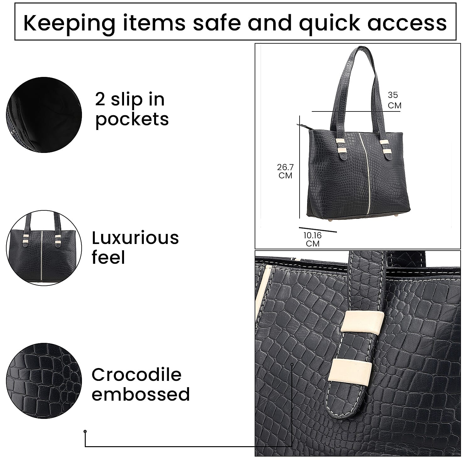 Crocodile Pattern Embossed Tote Bag 7562156 6