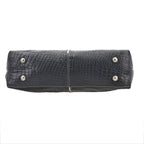 100% Genuine Leather Crocodile Embossed Tote Bag - Navy
