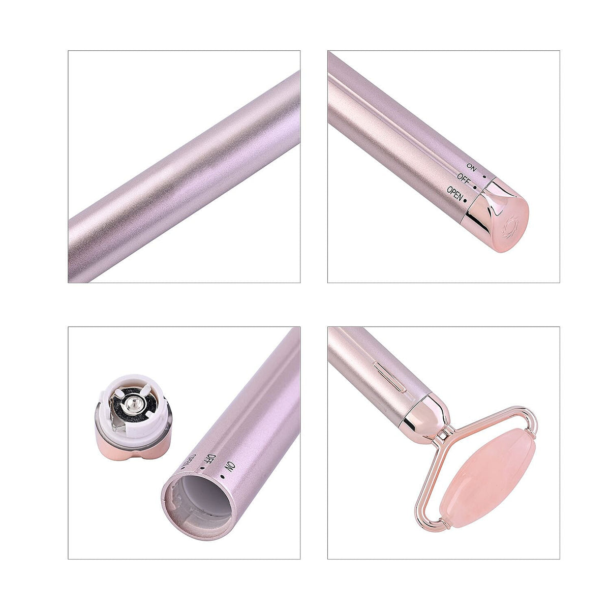 Beautech - 3-in-1 Electric Vibrating Rose Quartz Massage Roller Includes 3D face roller massager, facial roller massager and under eye press massager 7565412 7