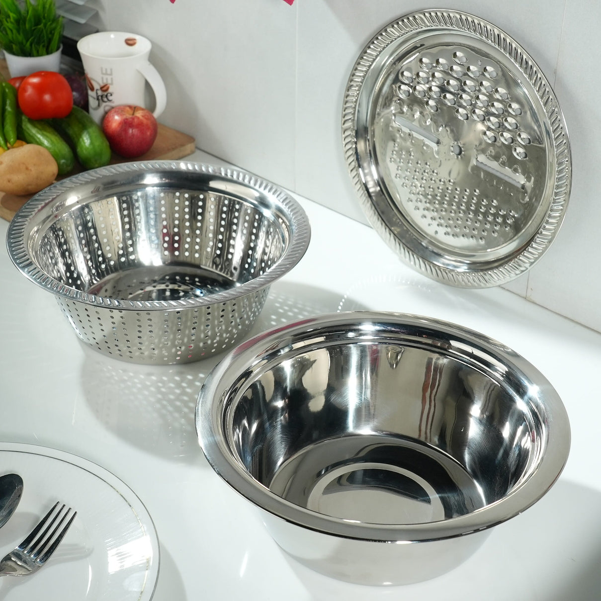 Versatile Multifunctional Basin Set 3 Stainless Steel 7570299 1