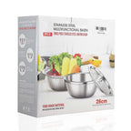 Set of 3 Stainless Steel Multifunctional Grating Basin (26 cm) - Silver