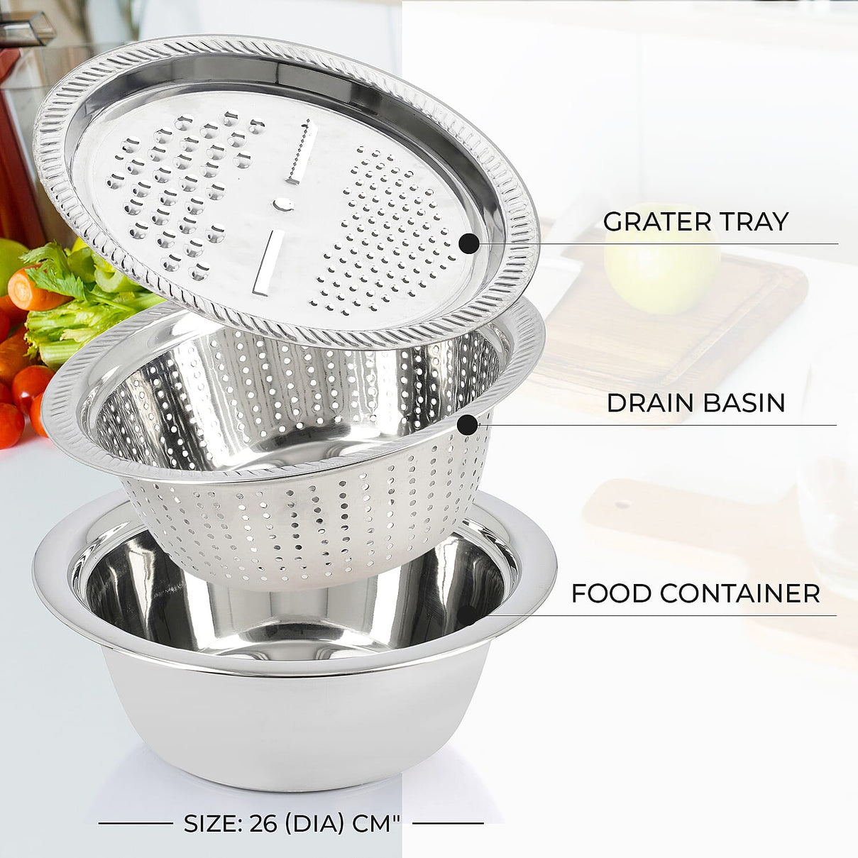 Versatile Multifunctional Basin Set 3 Stainless Steel 7570299 7