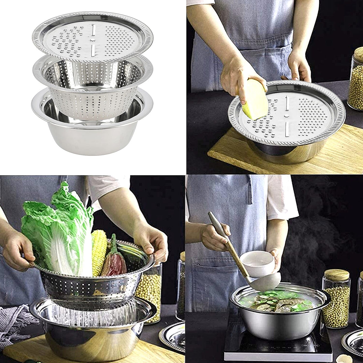Versatile Multifunctional Basin Set 3 Stainless Steel 7570299 10