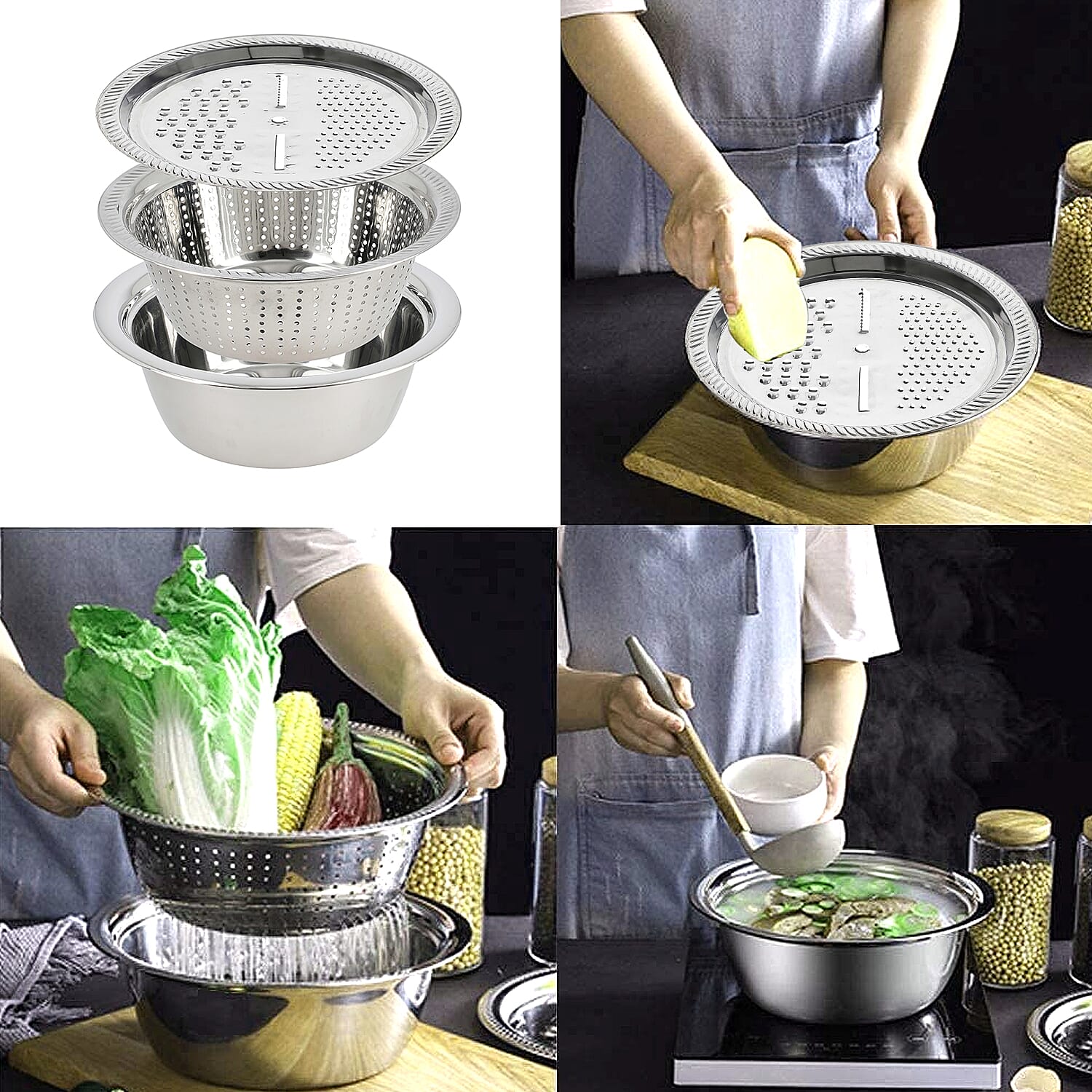 Versatile Multifunctional Basin Set 3 Stainless Steel 7570299 10