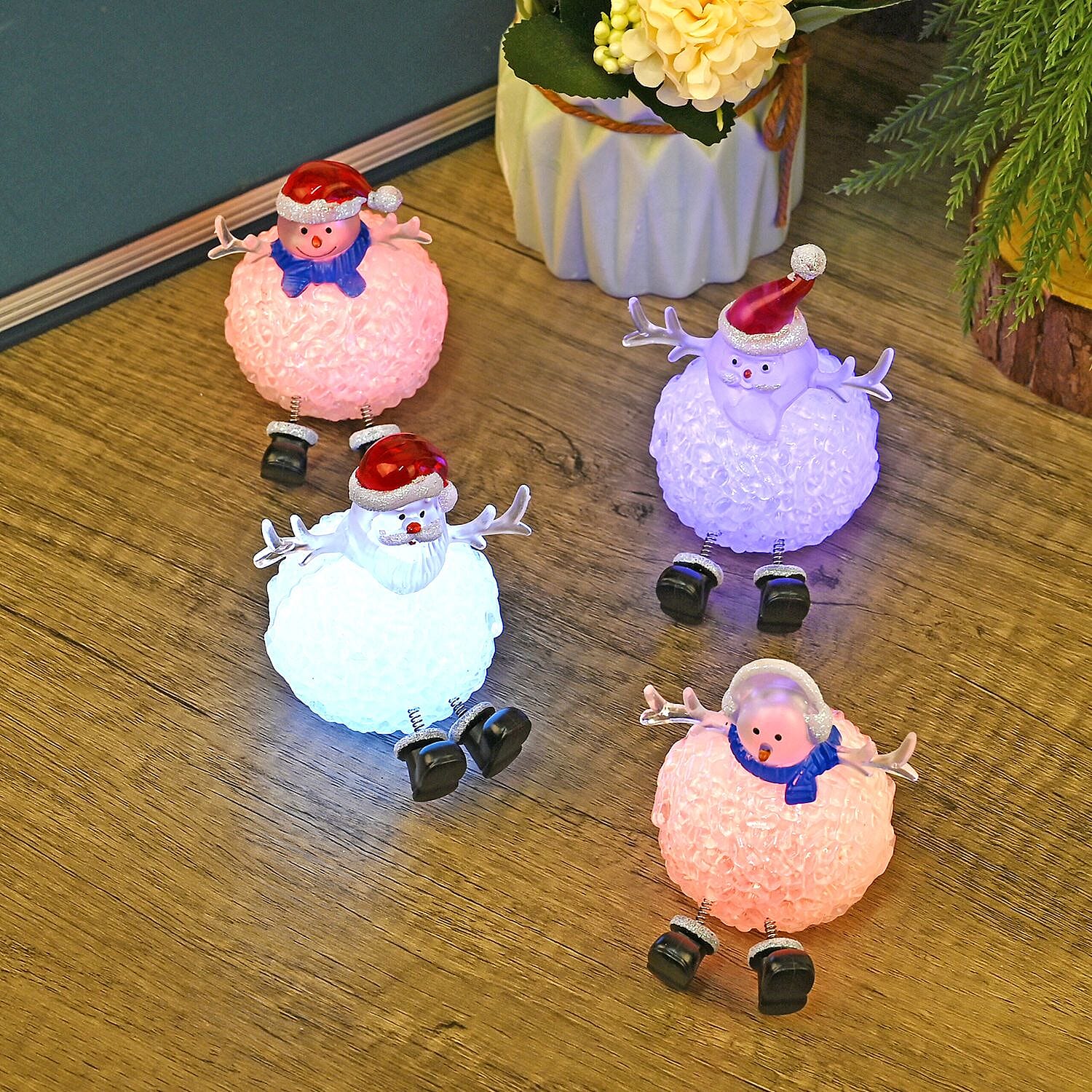 Set of 4 Battery Operated Lighted Santa Gnome Christmas Decor Lights 7572219 2