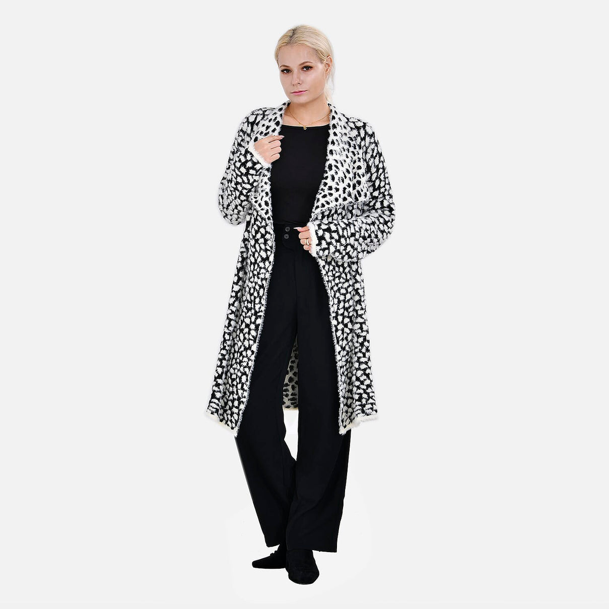 Tamsy Patterned Long Cardigan 7575466 0