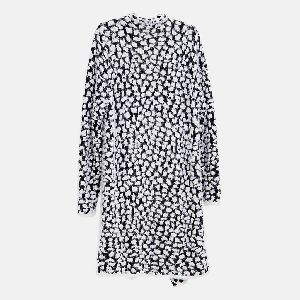 Leopard Pattern Long knitted Coatigan (Size 8 to 20) - Black and White