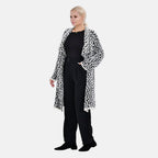 Leopard Pattern Long knitted Coatigan (Size 8 to 20) - Black and White