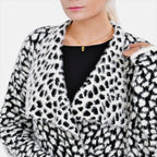Leopard Pattern Long knitted Coatigan (Size 8 to 20) - Black and White