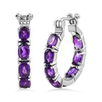 Amethyst Hoop Earrings with Clasp 6.23 Ct.