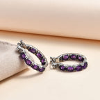 Amethyst Hoop Earrings with Clasp 6.23 Ct.