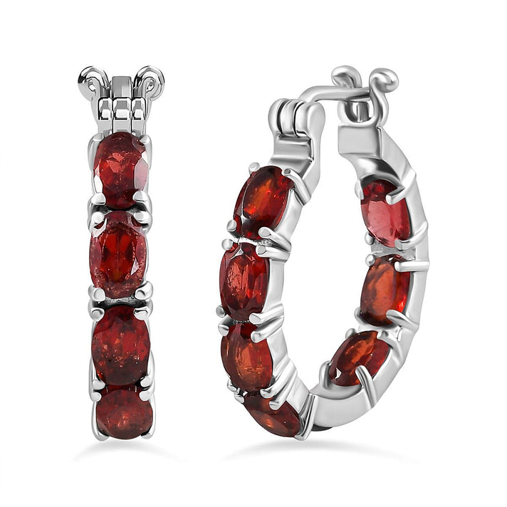 Black Spinel Inside-Out Hoop Earrings in Stainless Steel 8.95 Ct. 7577529 1