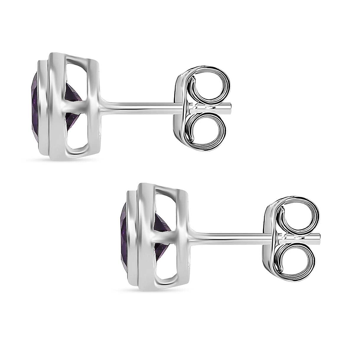 Amethyst Solitaire Stud Earrings in Sterling Silver 1.50 Ct V32527954 5