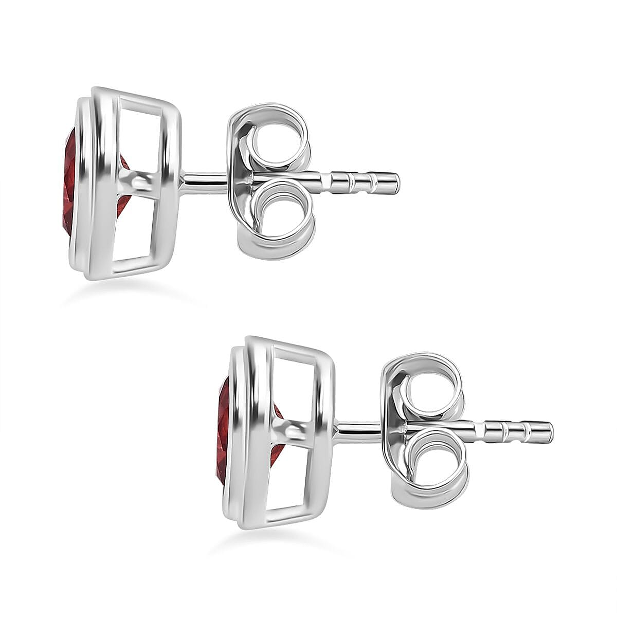 Red Garnet Solitaire Stud Earrings in Sterling Silver 1.70 Ct V32645226 4