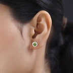 Hebei Peridot Stud Earrings with Push Back in Sterling Silver 1.75 Ct.