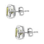Hebei Peridot Stud Earrings with Push Back in Sterling Silver 1.75 Ct.