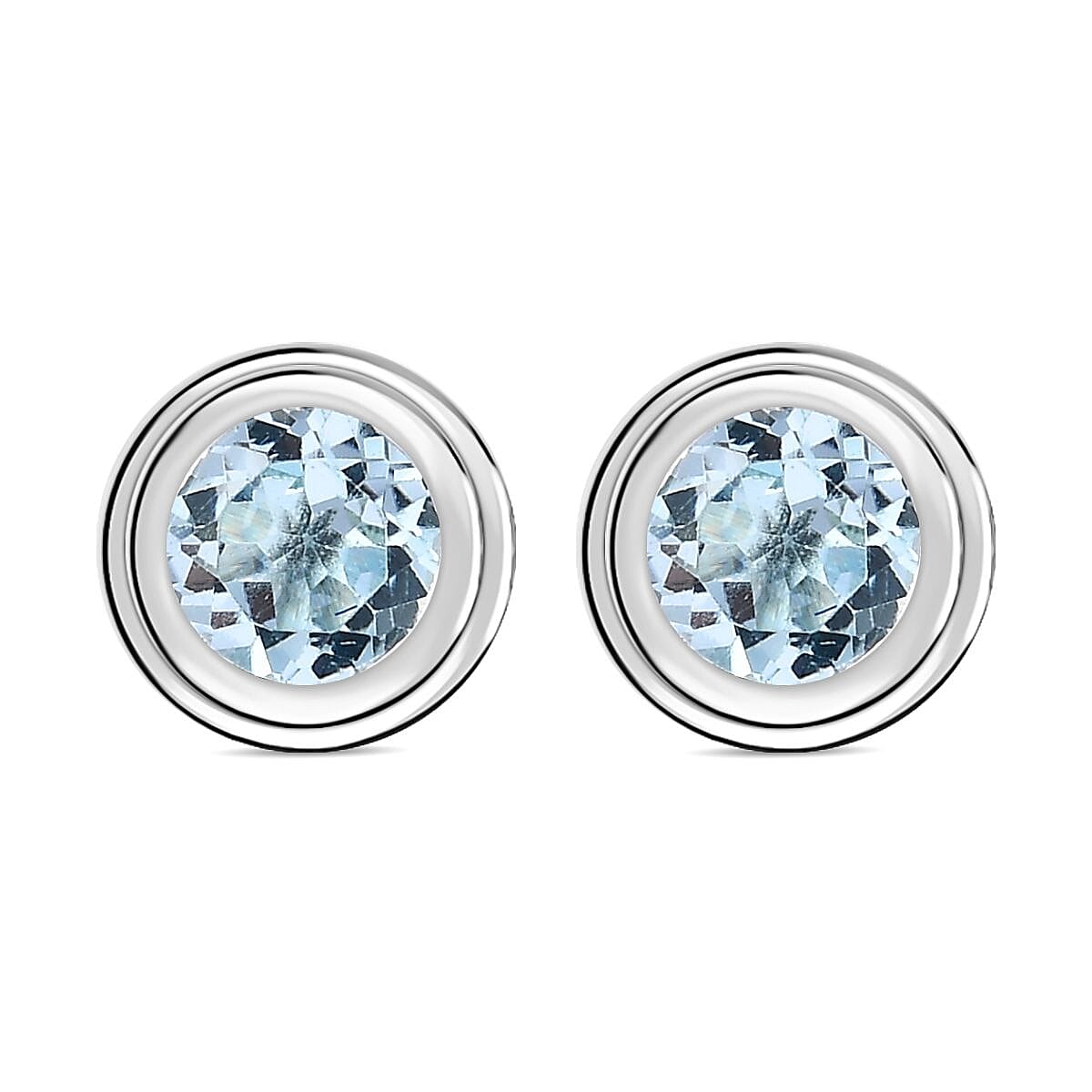 Skyblue Topaz Soliatire Stud Earrings in Sterling Silver 1.70 Ct V32530467 0