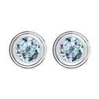 Skyblue Topaz Stud Solitaire Earrings with Push Back in Sterling Silver 1.74 Ct.