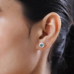 Skyblue Topaz Stud Solitaire Earrings with Push Back in Sterling Silver 1.74 Ct.