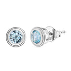 Skyblue Topaz Stud Solitaire Earrings with Push Back in Sterling Silver 1.74 Ct.