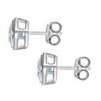 Skyblue Topaz Stud Solitaire Earrings with Push Back in Sterling Silver 1.74 Ct.