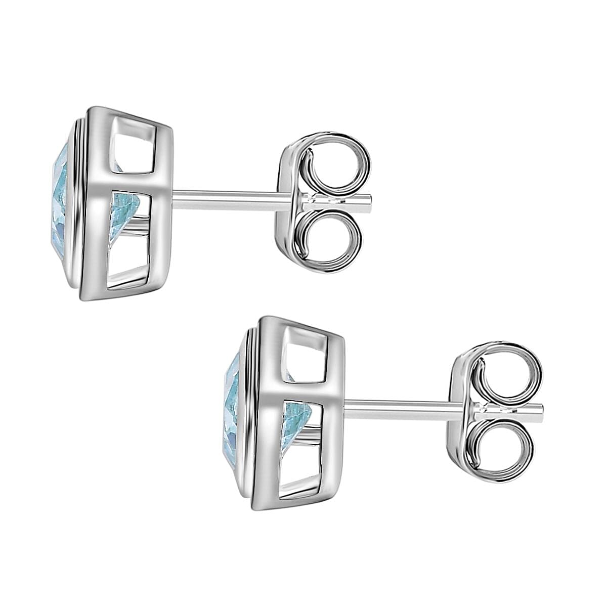 Skyblue Topaz Soliatire Stud Earrings in Sterling Silver 1.70 Ct V32530467 9