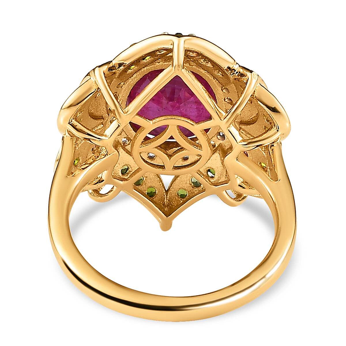 African Ruby and Multi Gemstone Halo Ring in 18K Gold Vermeil Sterling Silver 7577889 4