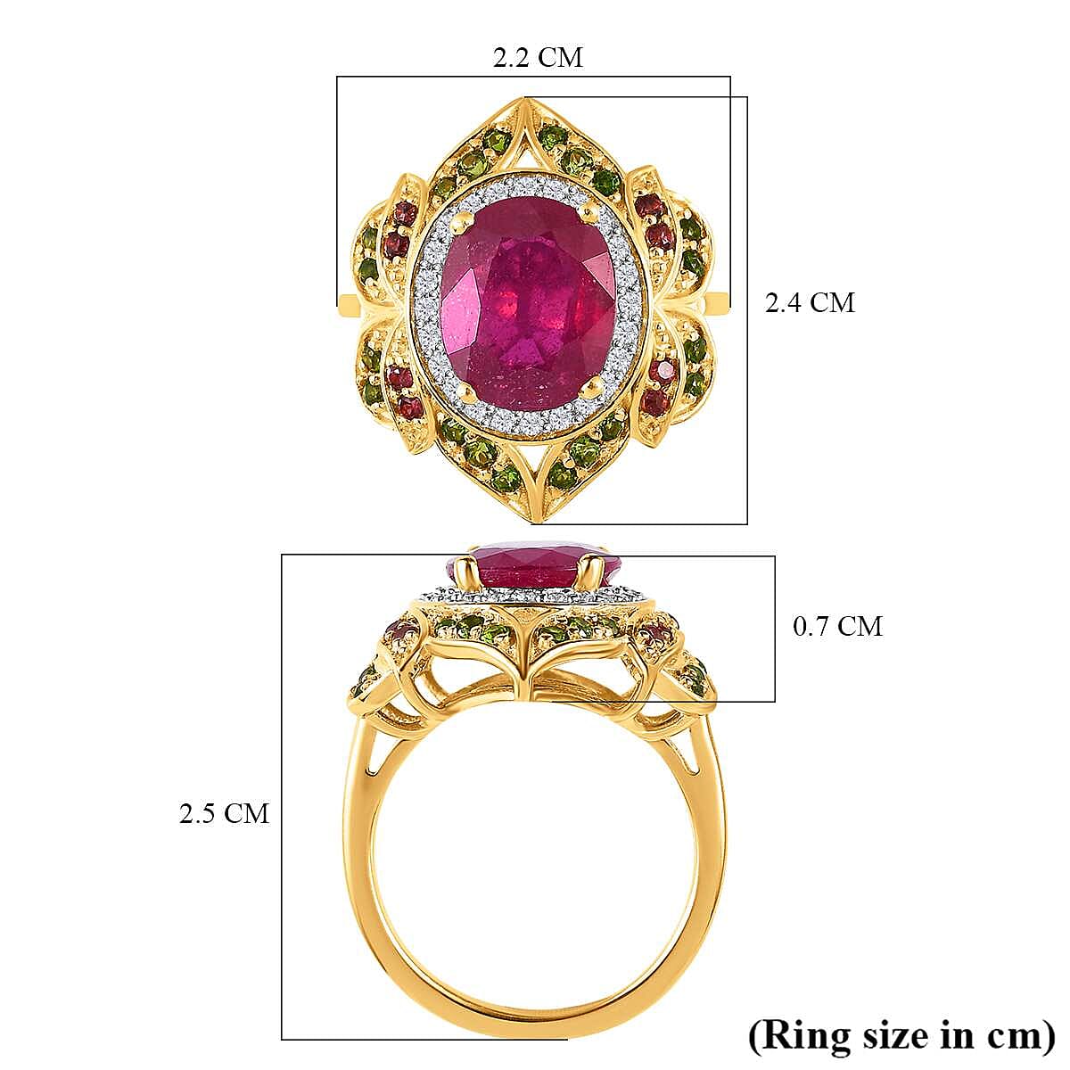 African Ruby and Multi Gemstone Halo Ring in 18K Gold Vermeil Sterling Silver 7577889 5