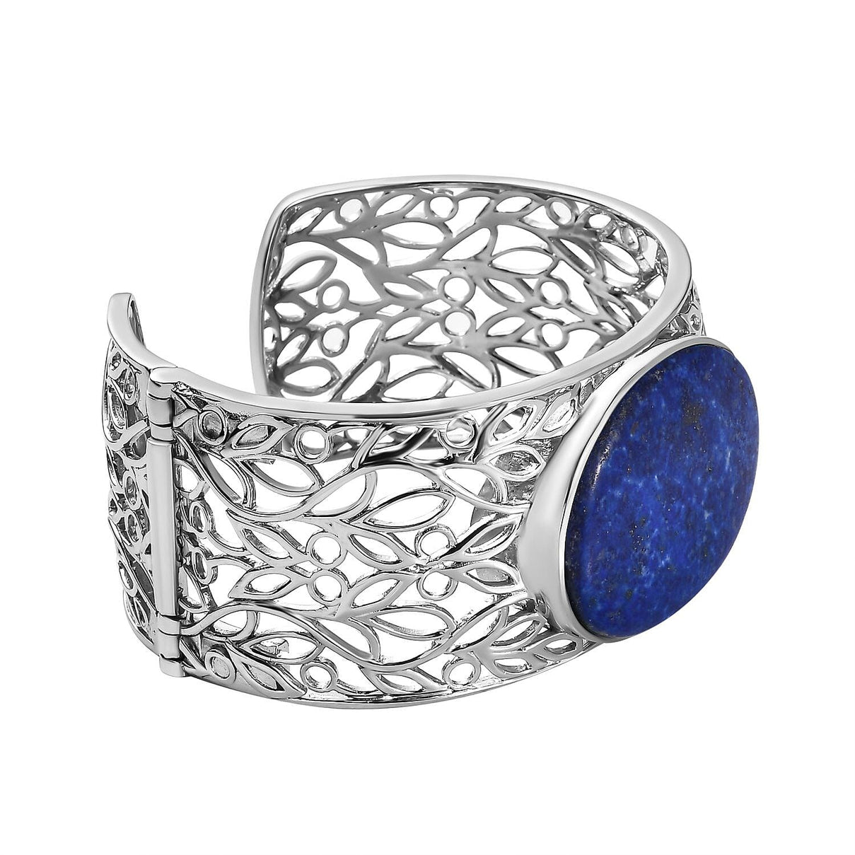 One Time Deal- Lapiz Lazuli Solitaire Cuff Bangle (Size 7.5)  77.28 Ct. 7577955 3