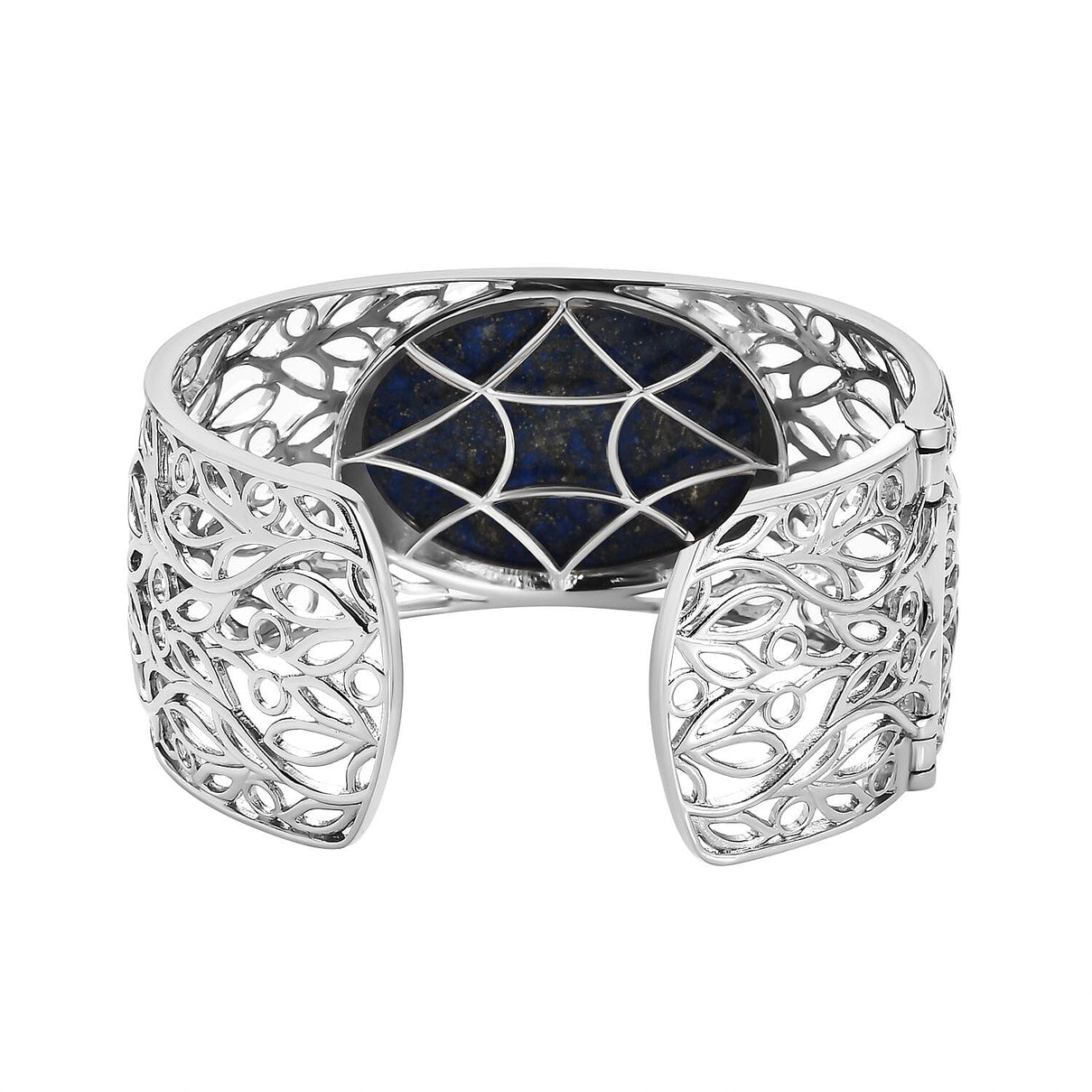 One Time Deal- Lapiz Lazuli Solitaire Cuff Bangle (Size 7.5)  77.28 Ct. 7577955 4