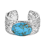 One Time Deal-Blue Copper MojaveTurquoise Solitaire Bangle (Size 7.5)  52.97 Ct.