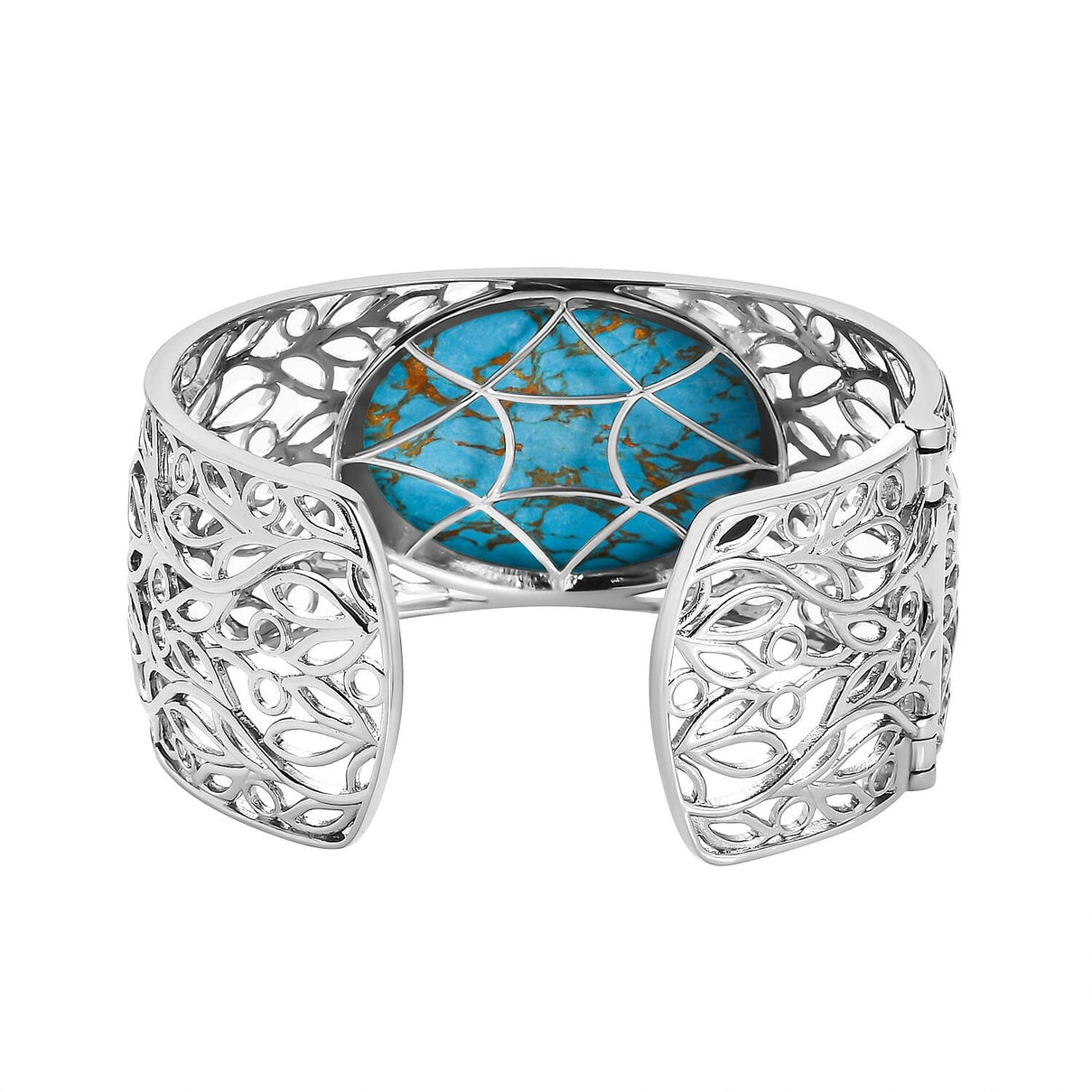 One Time Deal-Blue Copper MojaveTurquoise Solitaire Bangle (Size 7.5)  52.97 Ct. 7577960 4