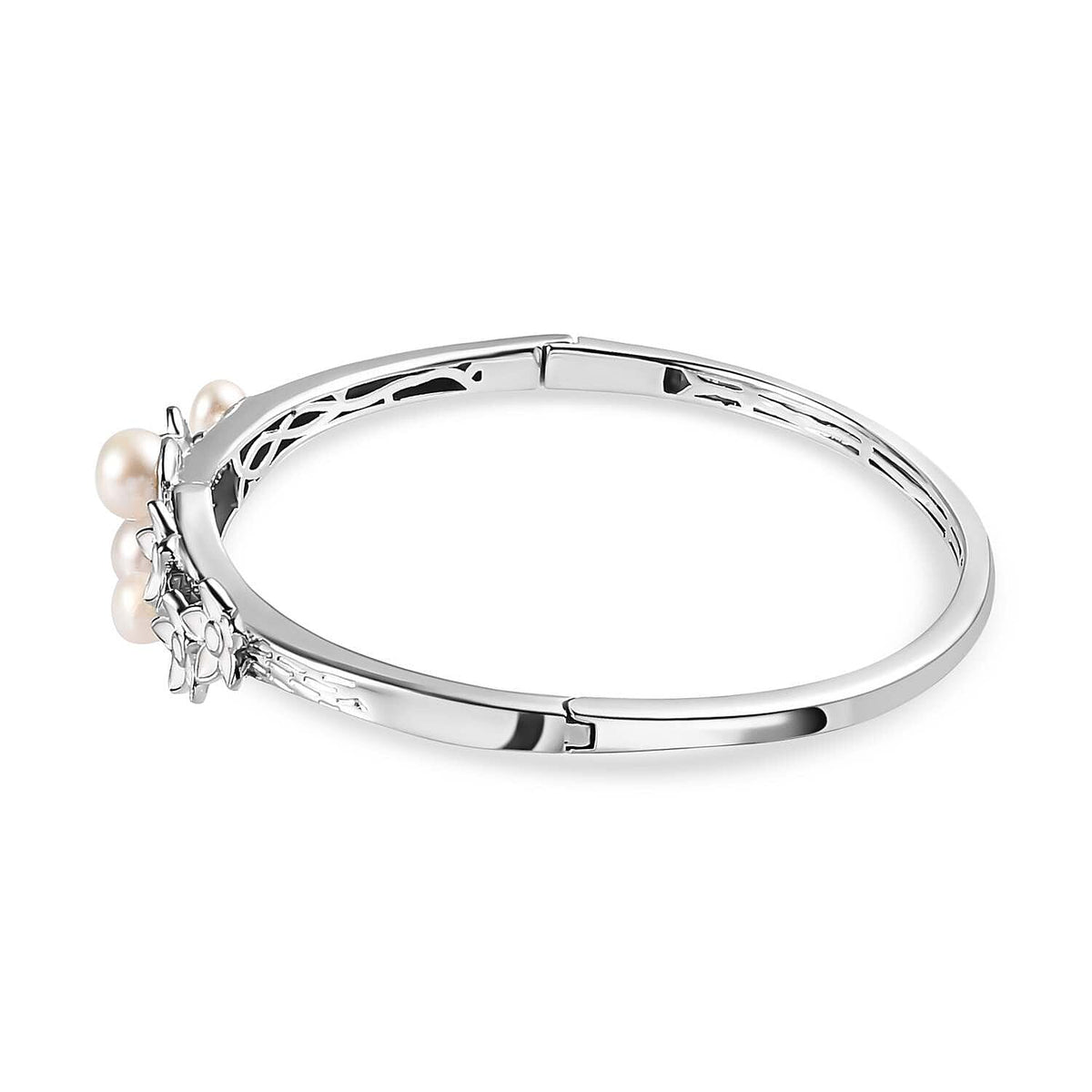 One Time CloseOut Deal- White Fresh Water Pearl Enamelled Bangle (Size 7.5) 7578061 4