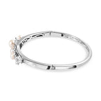 One Time CloseOut Deal- White Fresh Water Pearl Enamelled Bangle (Size 7.5)