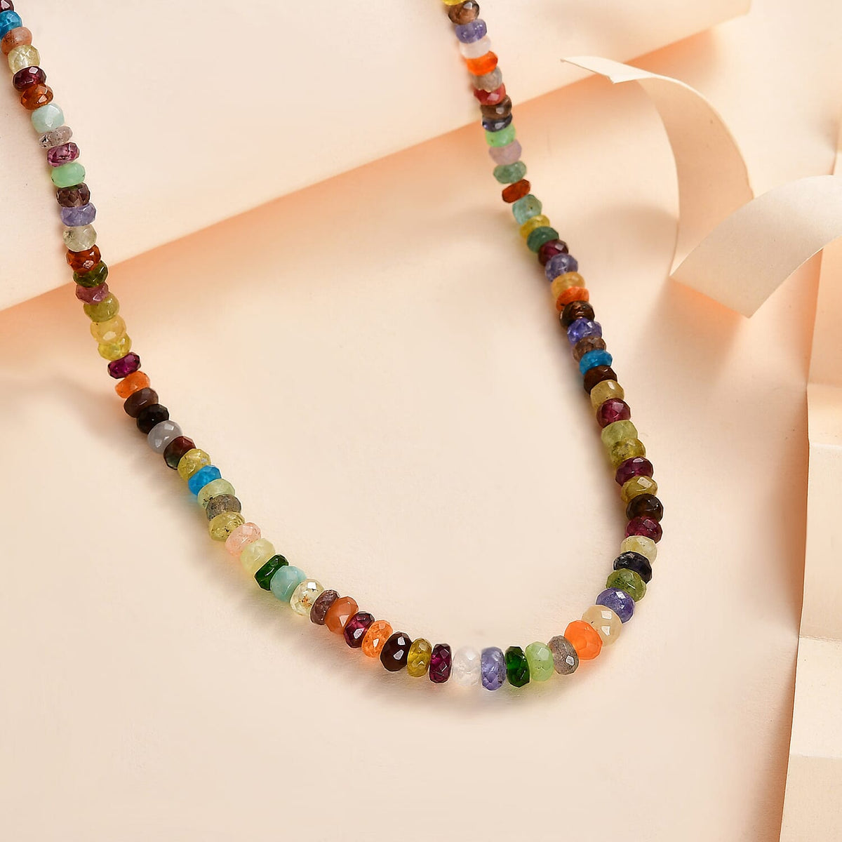 Multi Gemstones Necklace (Size - 18) in 18K Vermeil Yellow Gold Plating Sterling Silver 70.00 ct 70.000 Ct. 7579071 2