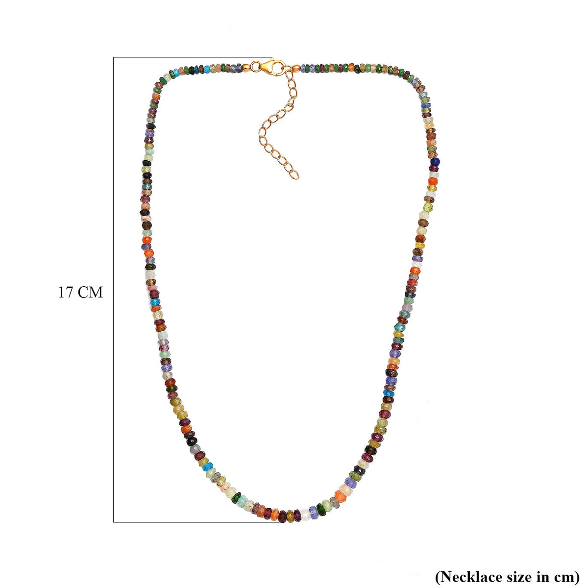Multi Gemstones Necklace (Size - 18) in 18K Vermeil Yellow Gold Plating Sterling Silver 70.00 ct 70.000 Ct. 7579071 4