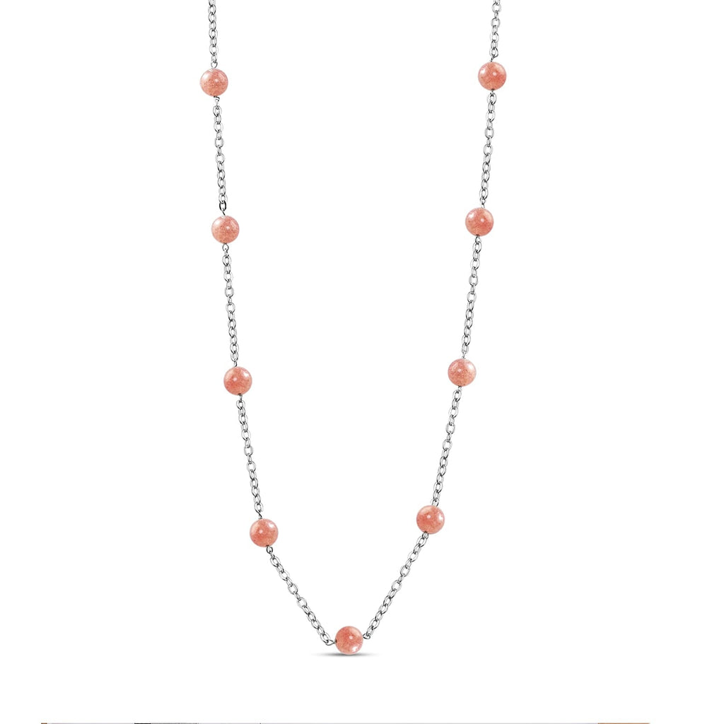 Strawberry Quartz Station Beads Necklace (Size - 24-2 Inch Ext.) 61.90 Ct.