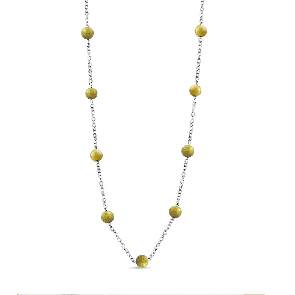 Connemara Marble Station Beads Necklace (Size - 24-2 inch Ext.) 28.12 Ct.