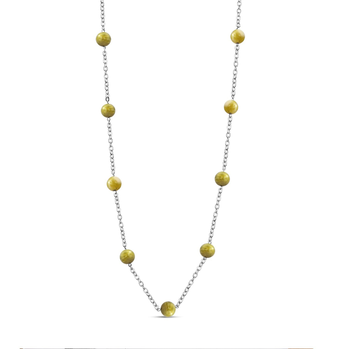 Connemara Marble Station Beads Necklace (Size - 24-2 inch Ext.) 28.12 Ct. 7579088 0