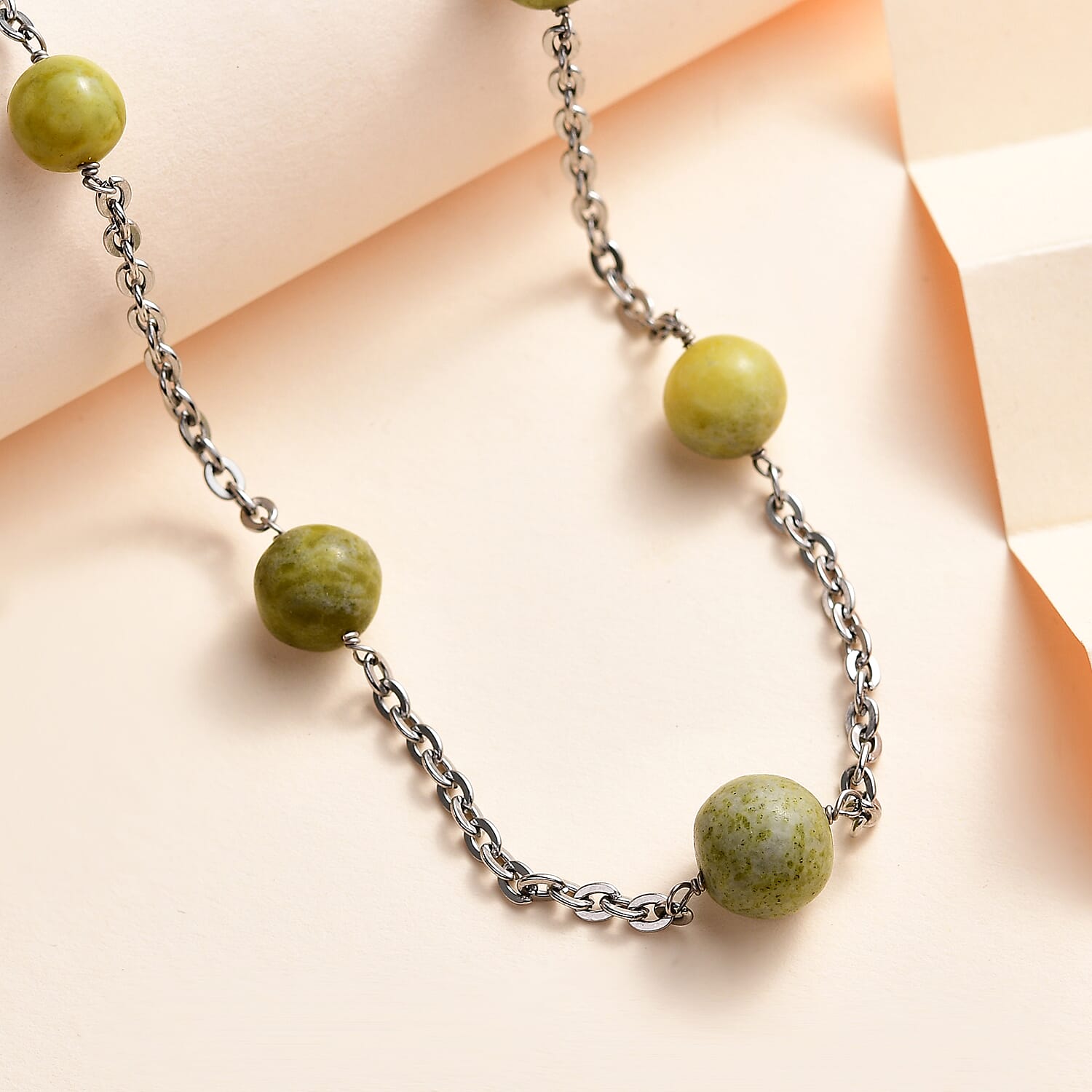 Connemara Marble Station Beads Necklace (Size - 24-2 inch Ext.) 28.12 Ct. 7579088 2