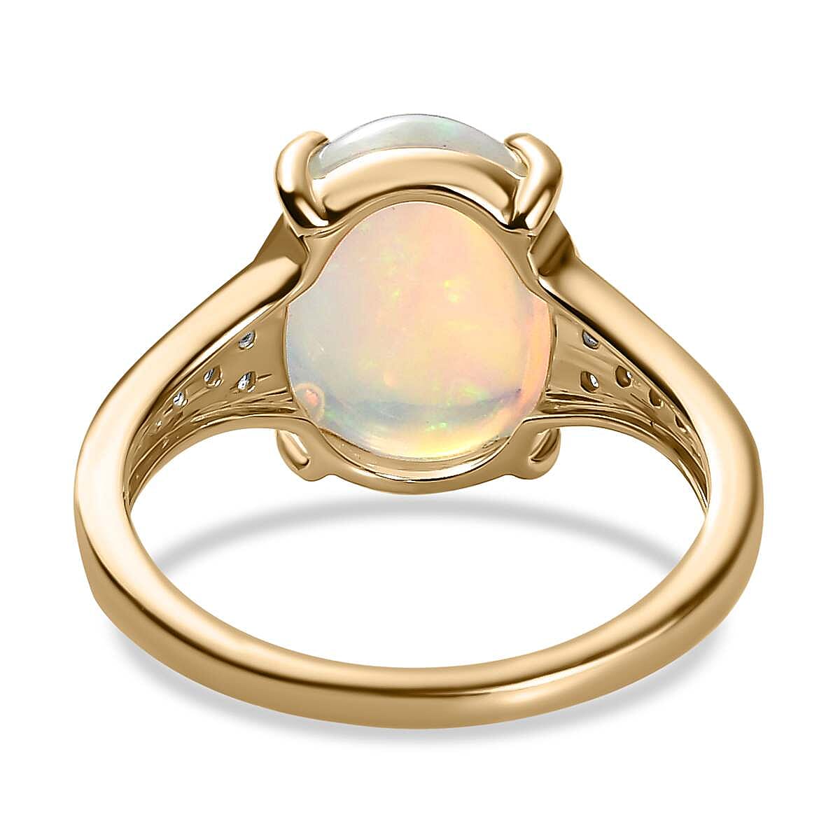 9K Yellow Gold Ethiopian Welo Opal &amp; Moissanite Ring 3.33 Ct 7579143 4