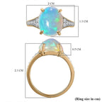 9K Yellow Gold Ethiopian Welo Opal & Moissanite Ring 3.33 Ct