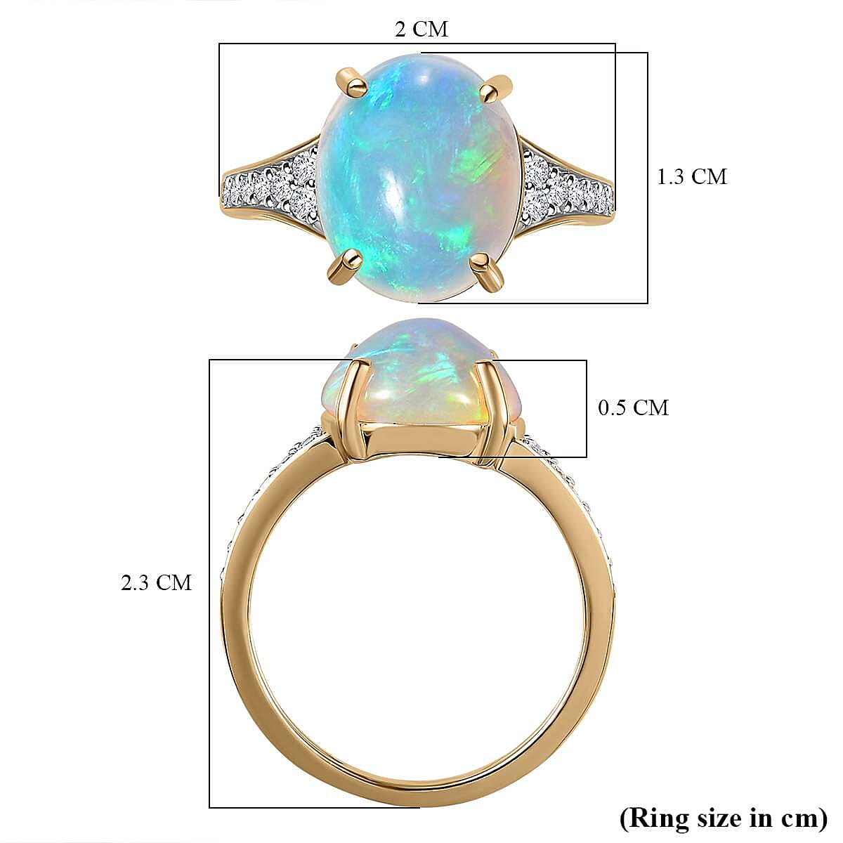 9K Yellow Gold Ethiopian Welo Opal &amp; Moissanite Ring 3.33 Ct 7579143 5