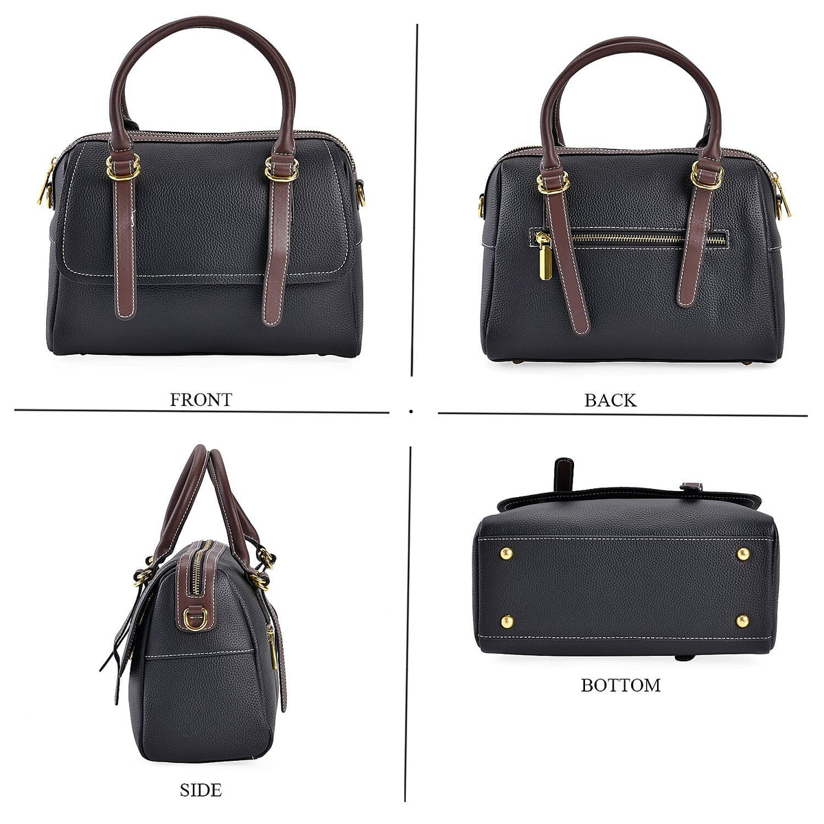 Genuine Leather Crossbody Bag With Shoulder Strap (126 cm) - Black &amp; Brown 7585830 3