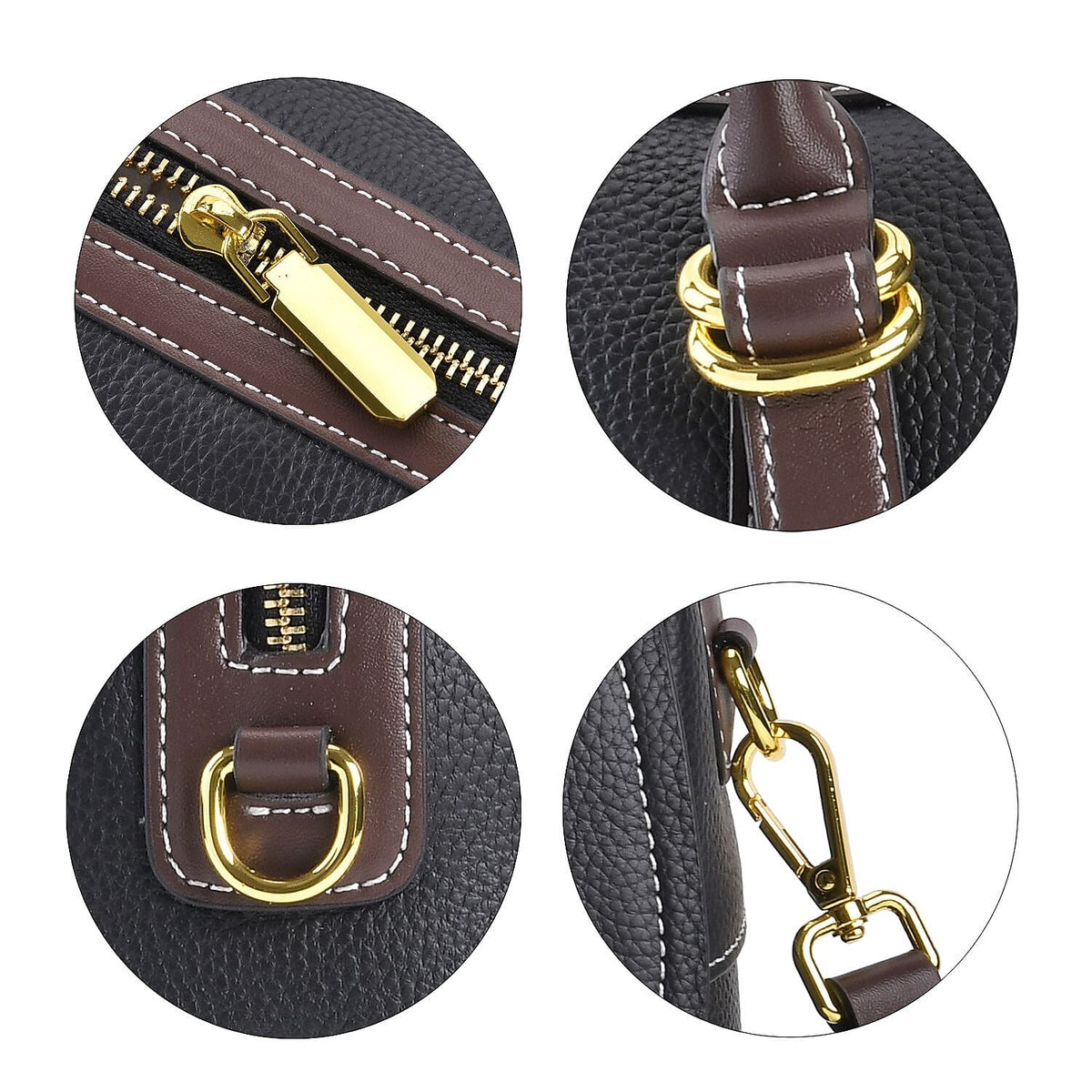 Genuine Leather Crossbody Bag With Shoulder Strap (126 cm) - Black &amp; Brown 7585830 5